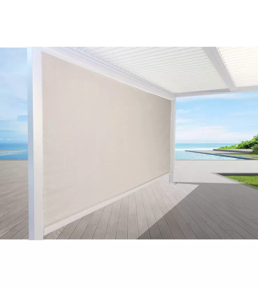 Pannello laterale oscurante per pergole riviera "screen" in textilene bianco e grigio lato 4 m